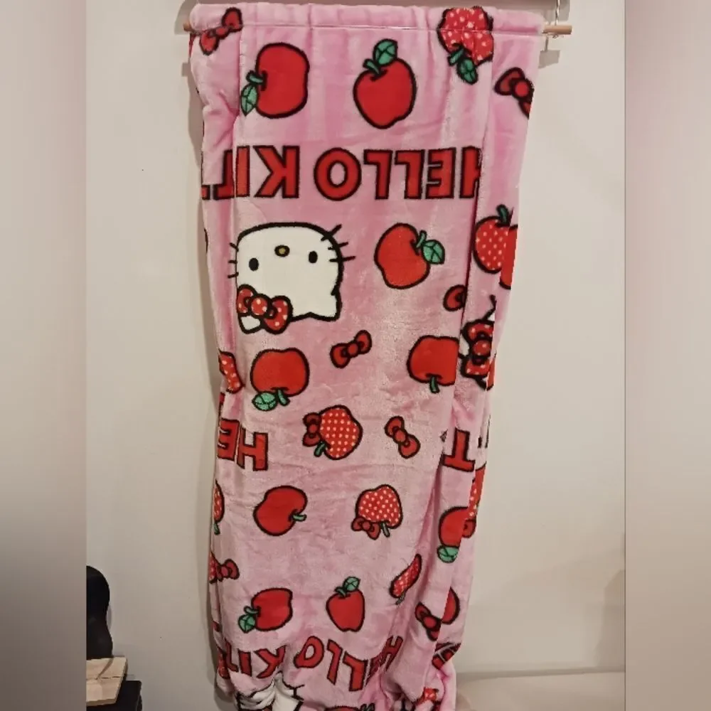 Hello Kitty Pink Throw Blanket with Apples